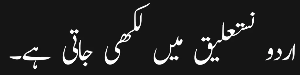 Urdu language sentence written with the font Fajer Noori Nastalique