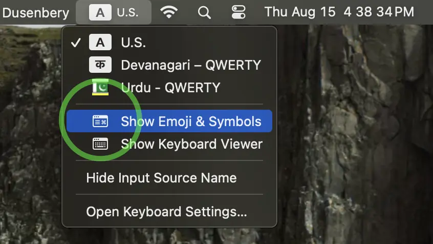 Mac OS - Show Emoji and Symbols