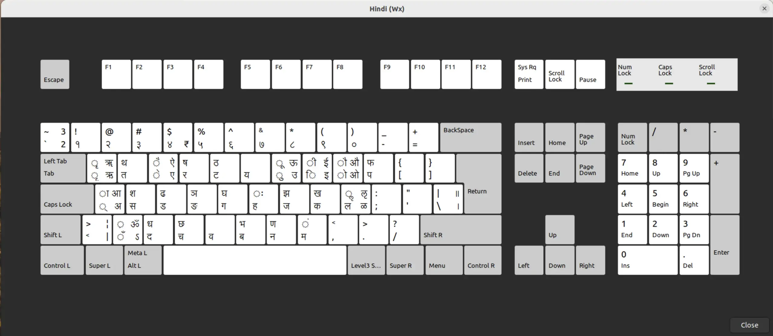 Linux - Keyboard - Hindi (Wx)