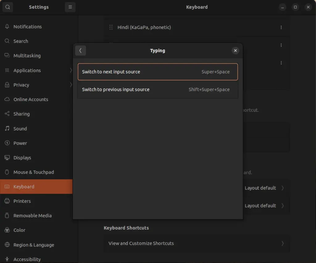 Linux - Shortcuts - Switch to next input source