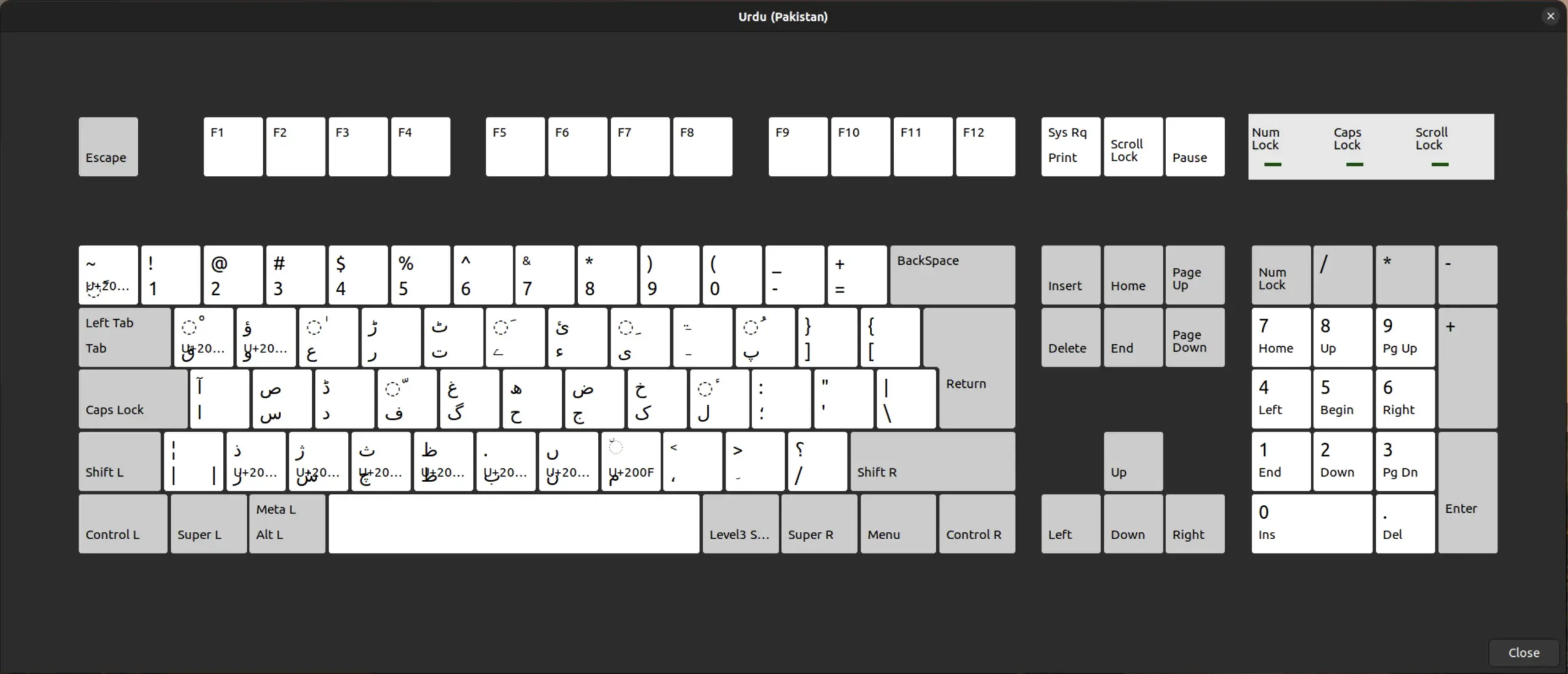 Linux - Keyboard Layout of Urdu (Pakistan)