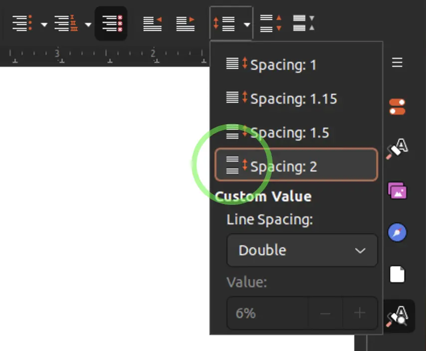 LibreOffice - Changing the line spacing