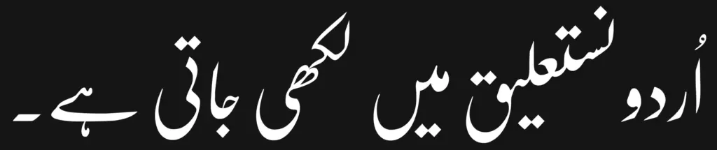 Urdu language sentence written with the font Nafees Nastaleeq