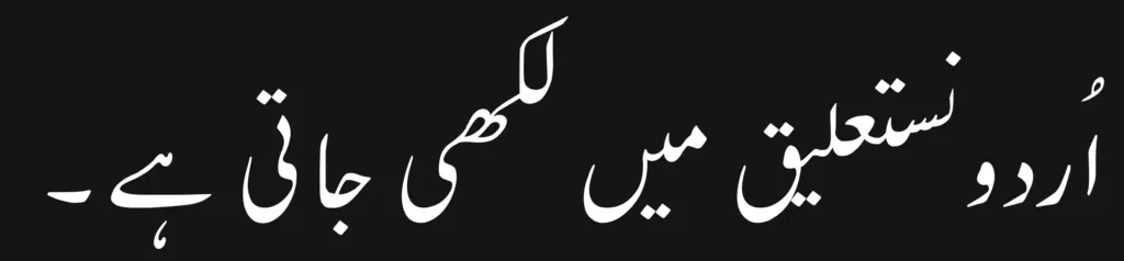 Urdu language sentence written with the font Pak Nastaleeq